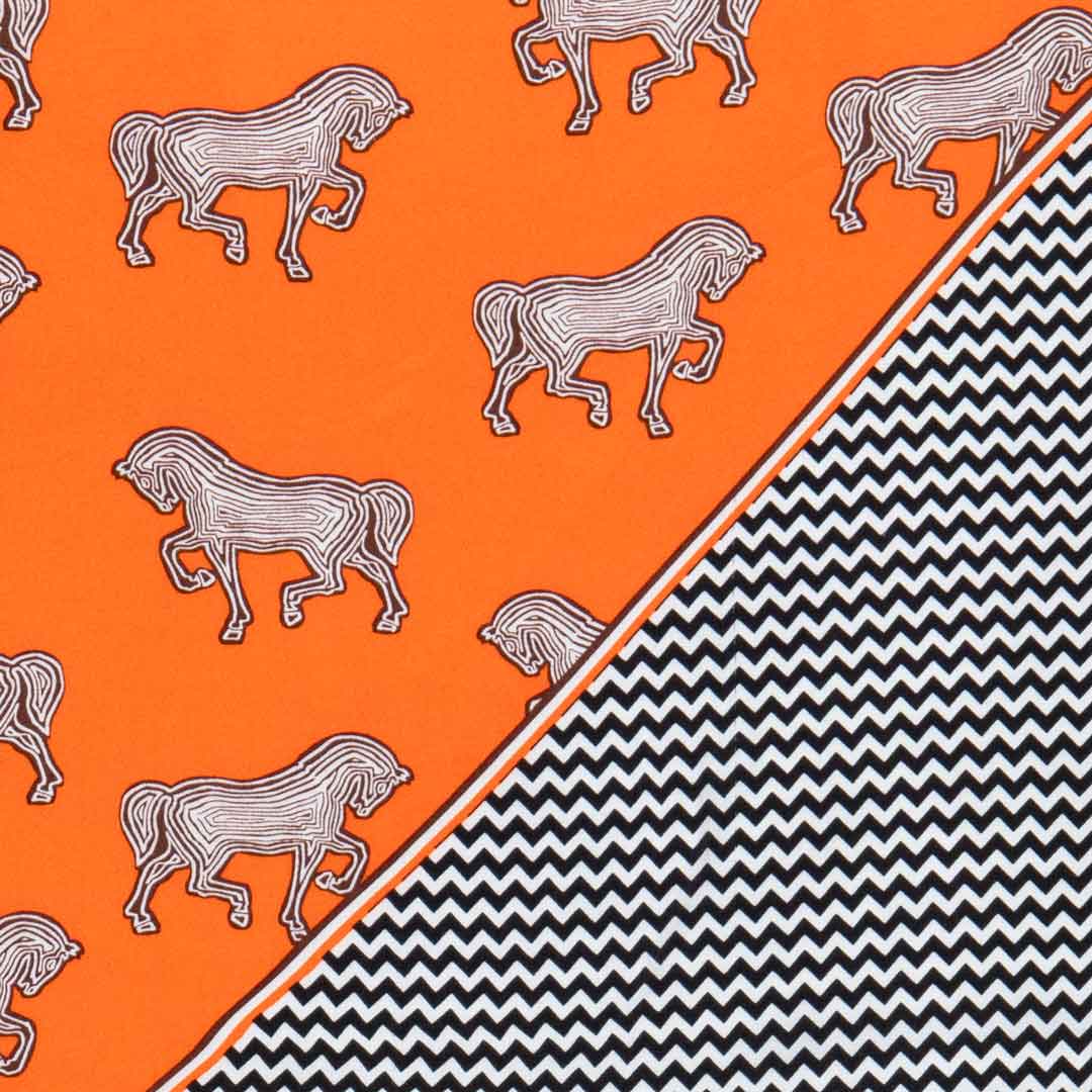 Manon - Stylized Equestrian Scarf in Tangerine