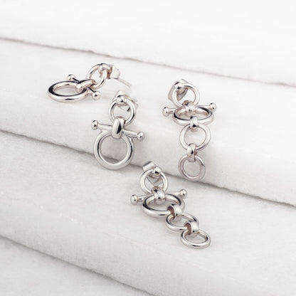Ocala - Triple Horse Bit Equestrian Earring in Silver