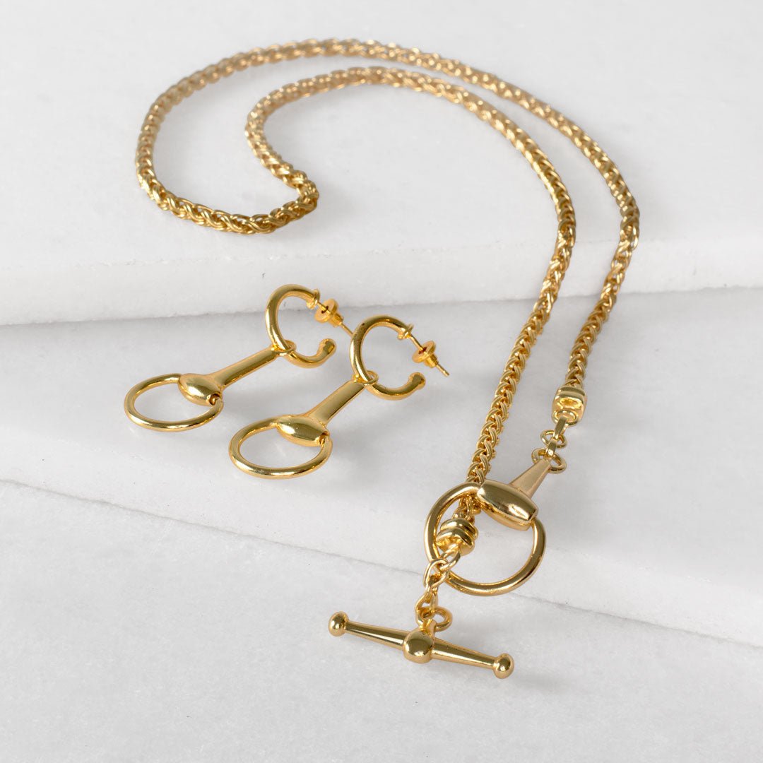 Odeza - Horse Bit Toggle Equestrian Necklace in Gold