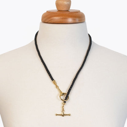 Odeza - Horse Bit Toggle Equestrian Necklace Black and Gold