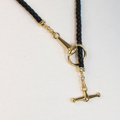 Odeza - Horse Bit Toggle Equestrian Necklace Black and Gold