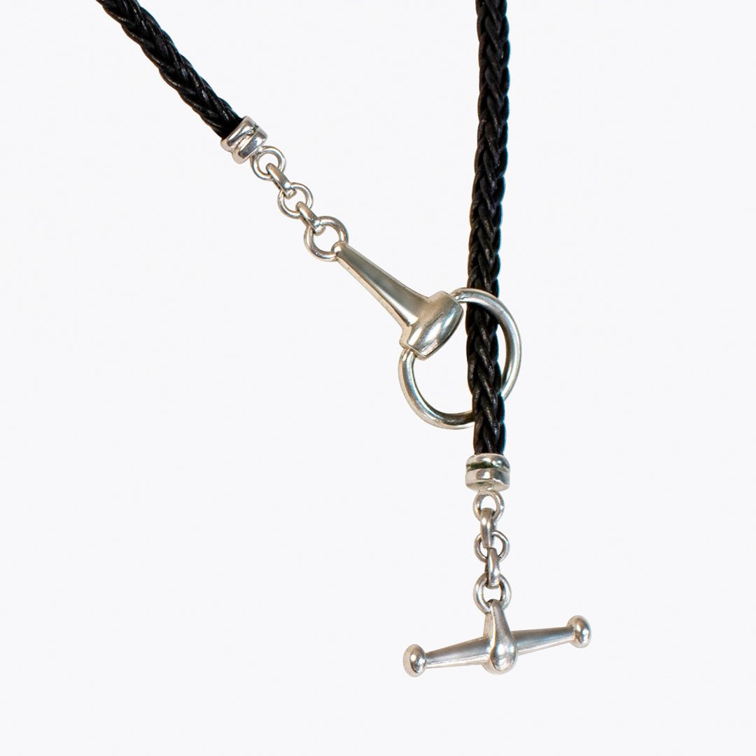 Odeza - Horse Bit Toggle Equestrian Necklace Black and Silver