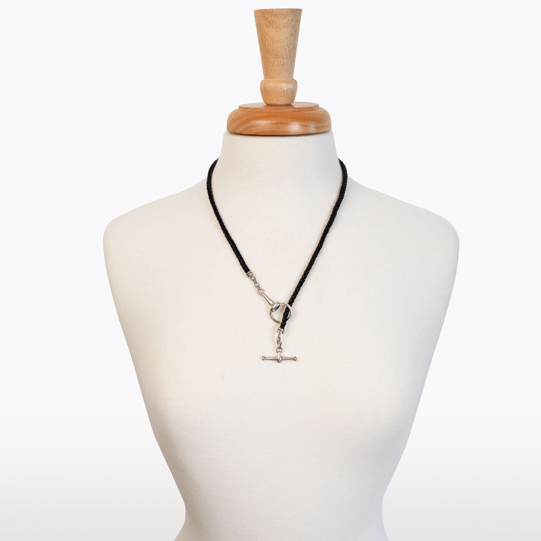Odeza - Horse Bit Toggle Equestrian Necklace Black and Silver