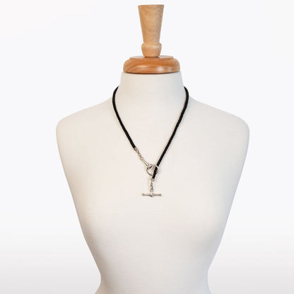 Odeza - Horse Bit Toggle Equestrian Necklace Black and Silver