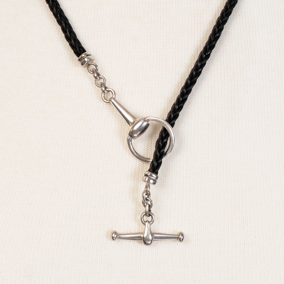 Odeza - Horse Bit Toggle Equestrian Necklace Black and Silver