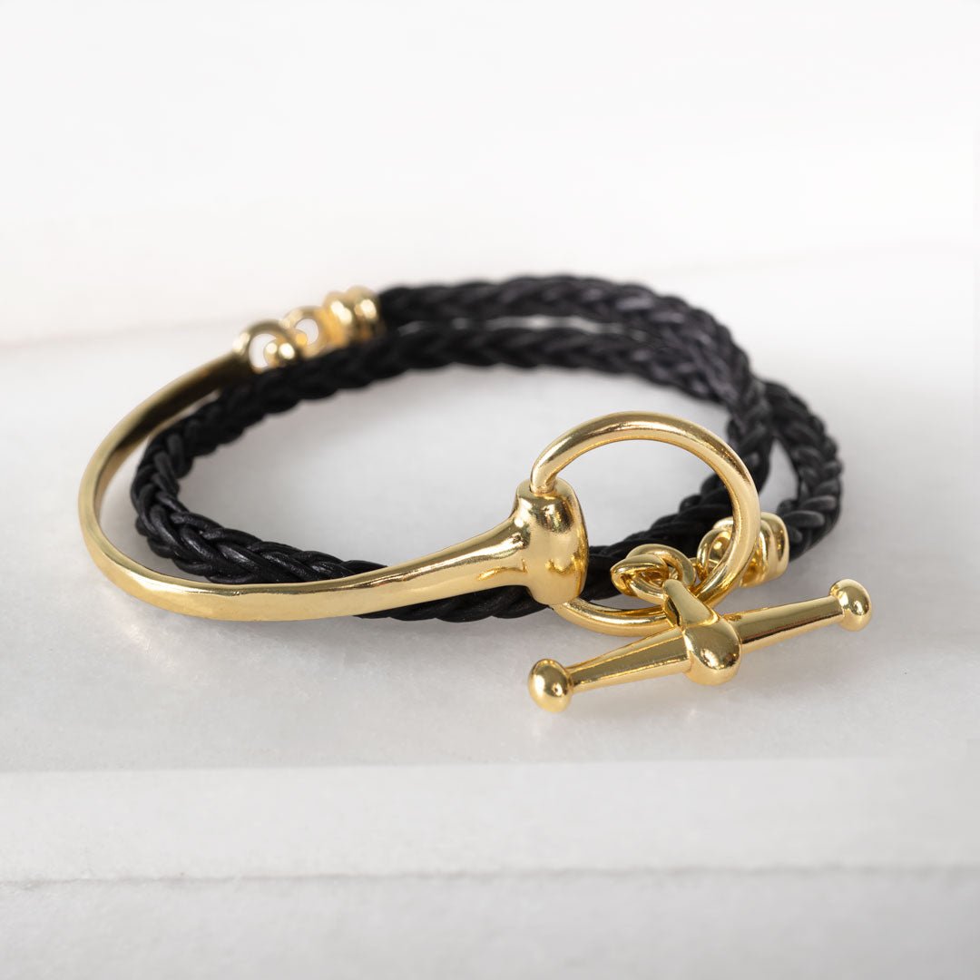 Odeza - Wrap Around Horse Bit Bracelet in Gold & Black