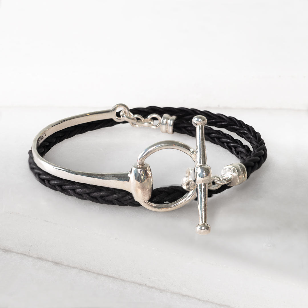 Odeza - Wrap Around Horse Bit Bracelet in Silver & Black