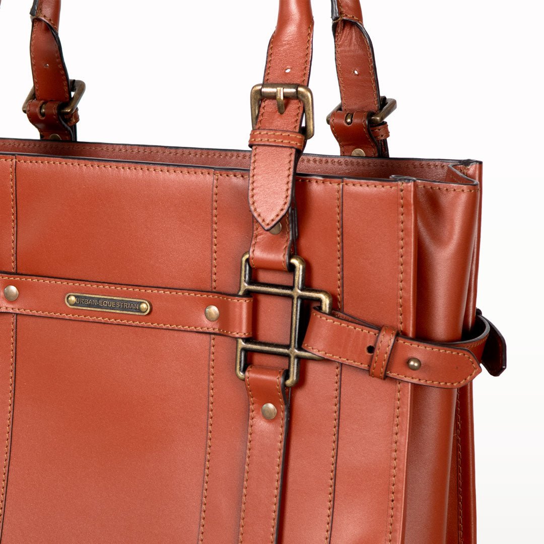 Paddock -  Halter Tote Luxury Leather Handbag in Cognac