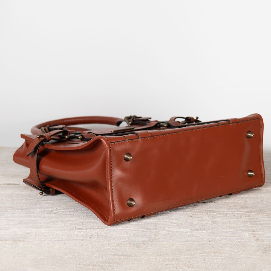 Paddock -  Halter Tote Luxury Leather Handbag in Cognac