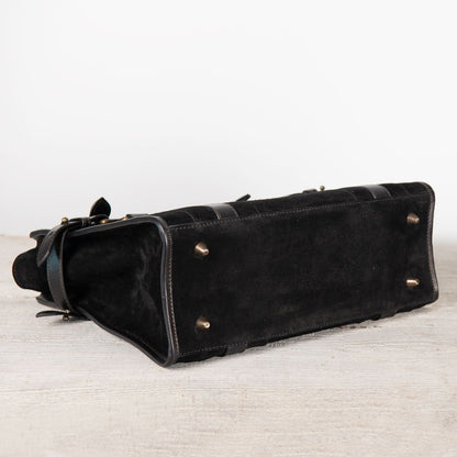 Paddock -  Halter Tote Luxury Leather Handbag in Black on Black