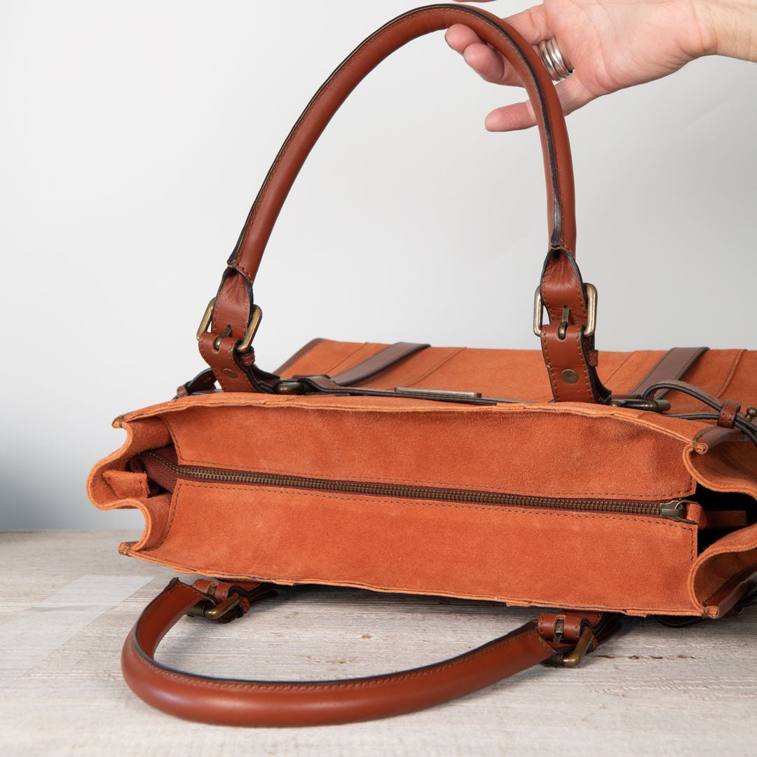 Paddock -  Halter Tote Luxury Leather Handbag in Cognac on Cognac