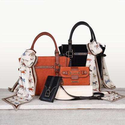 Paddock -  Halter Tote Luxury Leather Handbag in Cognac on Cognac