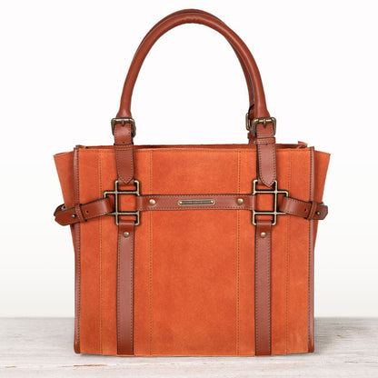 Paddock -  Halter Tote Luxury Leather Handbag in Cognac on Cognac
