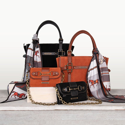 Paddock -  Halter Tote Luxury Leather Handbag in Cognac on Cognac