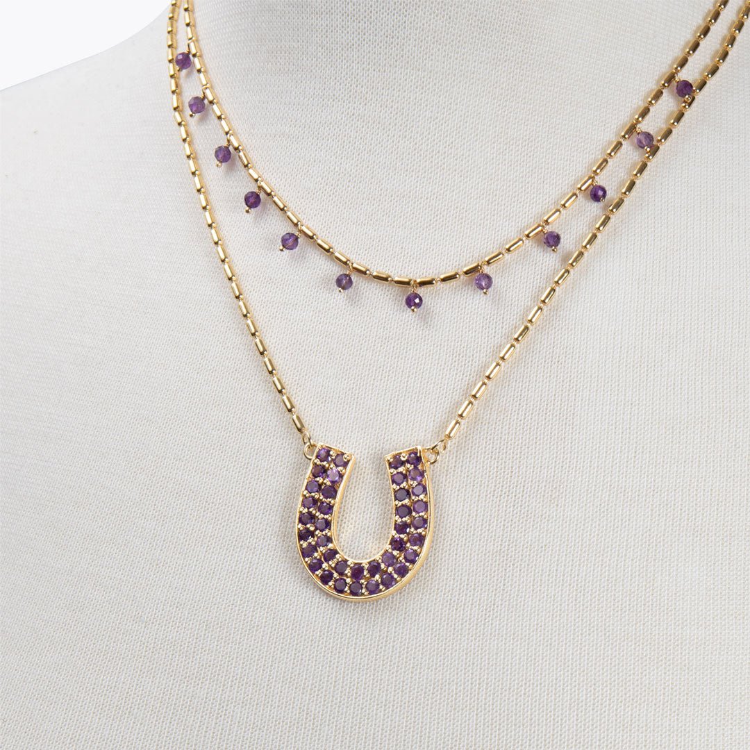 Prism - Amethyst Horseshoe Coin Earring