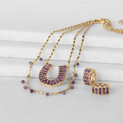 Prism - Amethyst Horseshoe Coin Equestrian Bracelet