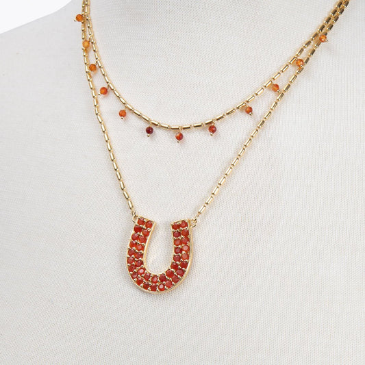 Prism - Carnelian Equestrian Horseshoe Necklace Or Choker