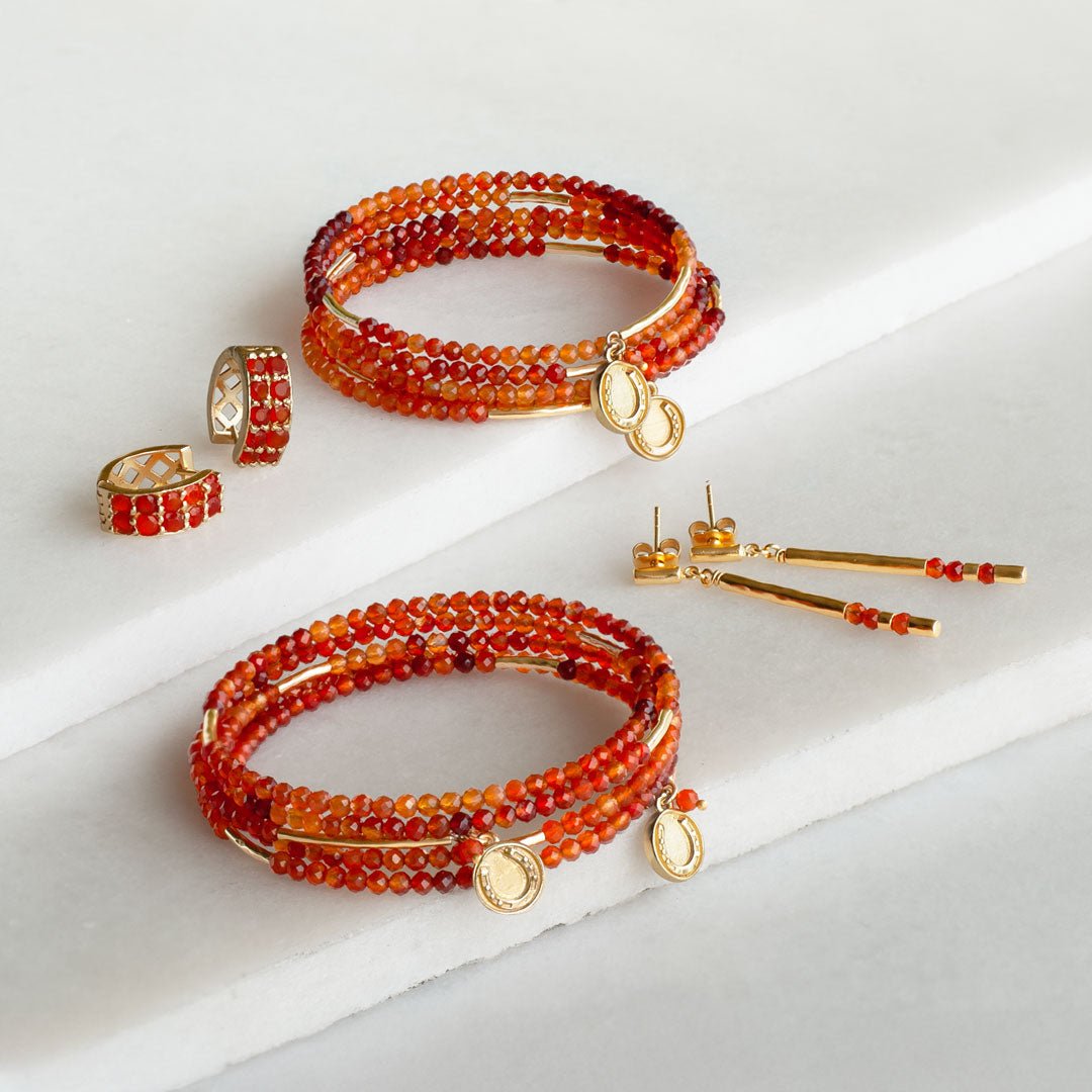 Prism - Carnelian Horseshoe Coin Earring