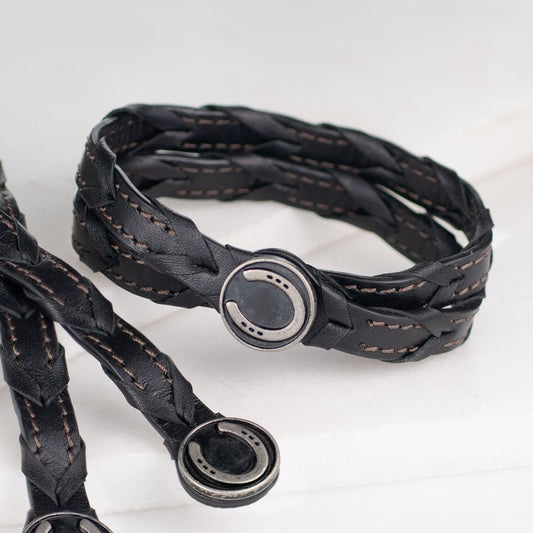 Rialto - Double Wrap Horseshoe Snap Bracelet in Pewter