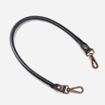 Rolled Elbow - Black Italian Leather Strap with Antique Brass