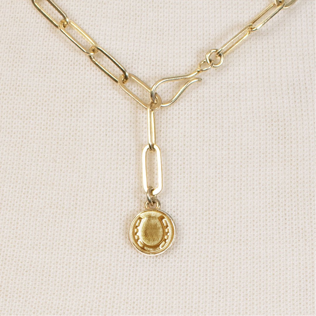 Roxy - Paperclip Chain w/ Horseshoe Coin - Large Link in Gold