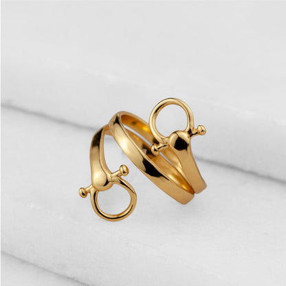 Sandro - Equestrian Horse Bit Spiral Ring in Gold