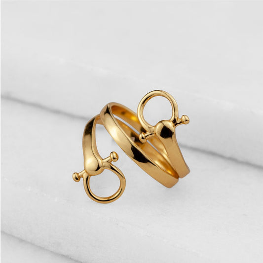 Sandro - Equestrian Horse Bit Spiral Ring in Gold