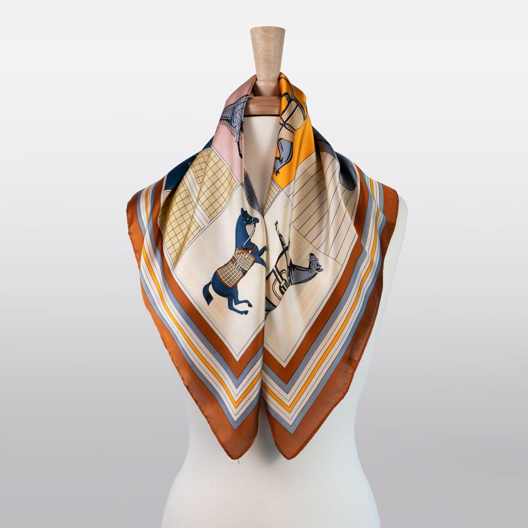 Signature - Stylized Equestrian Scarf in Deep Safron