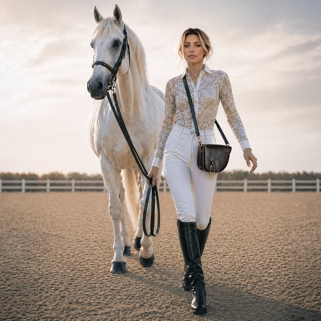 Signature Saddle Bag - Luxury Leather Handbag in Black