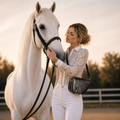Signature Saddle Bag - Luxury Leather Handbag in Black