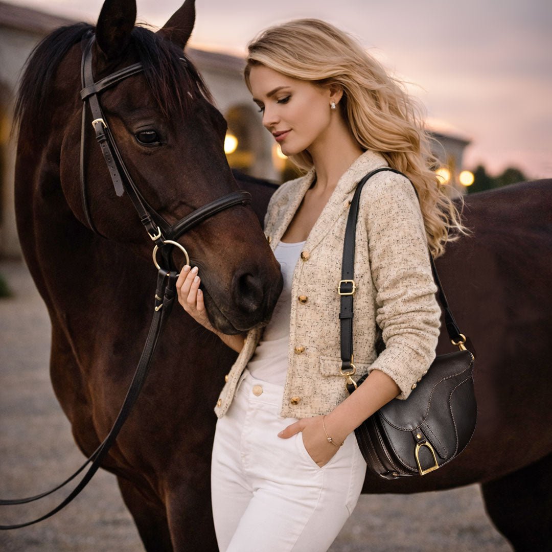 Signature Saddle Bag - Luxury Leather Handbag in Black