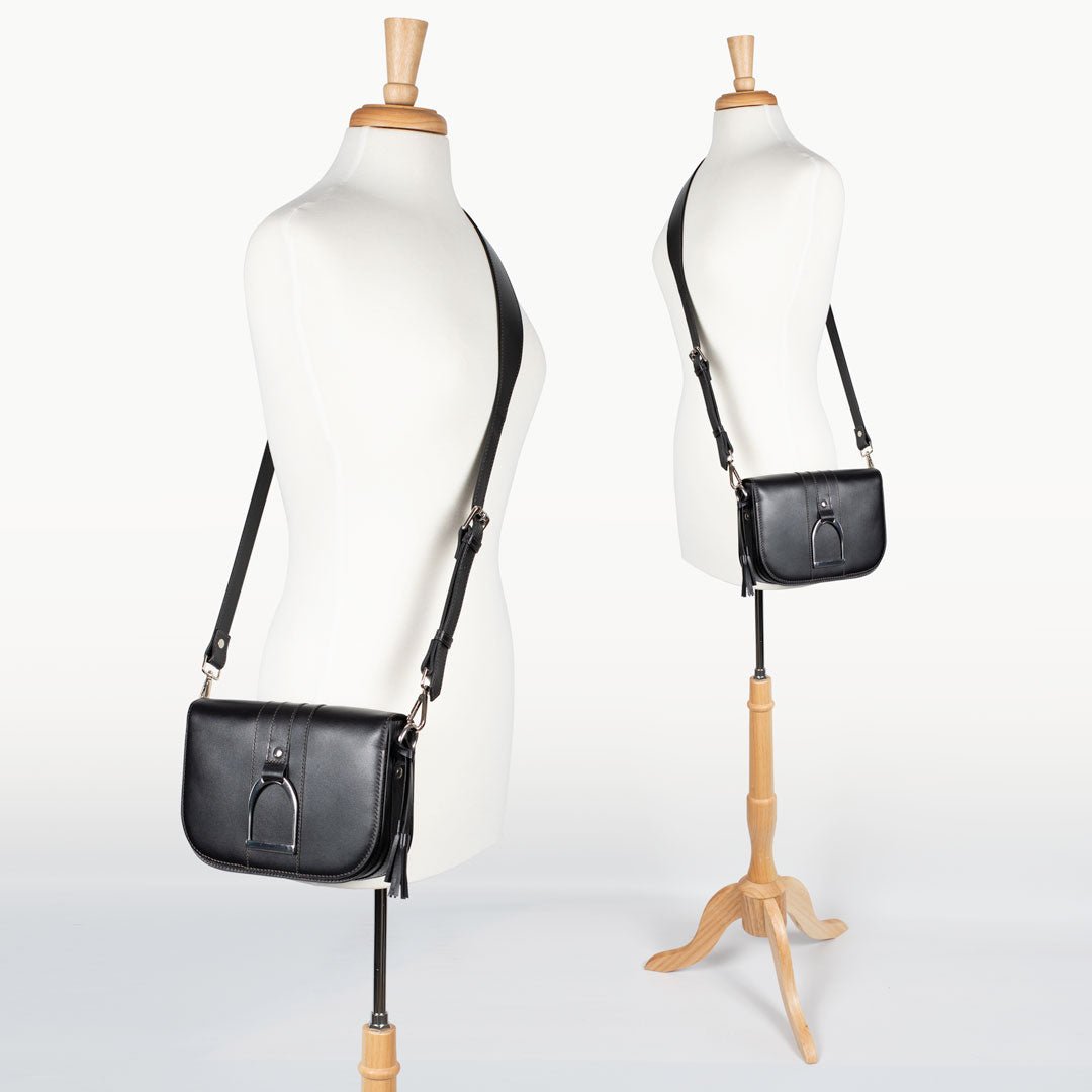 Signature Stirrup - Riding Stirrup Crossbody Luxury Leather Handbag in Black