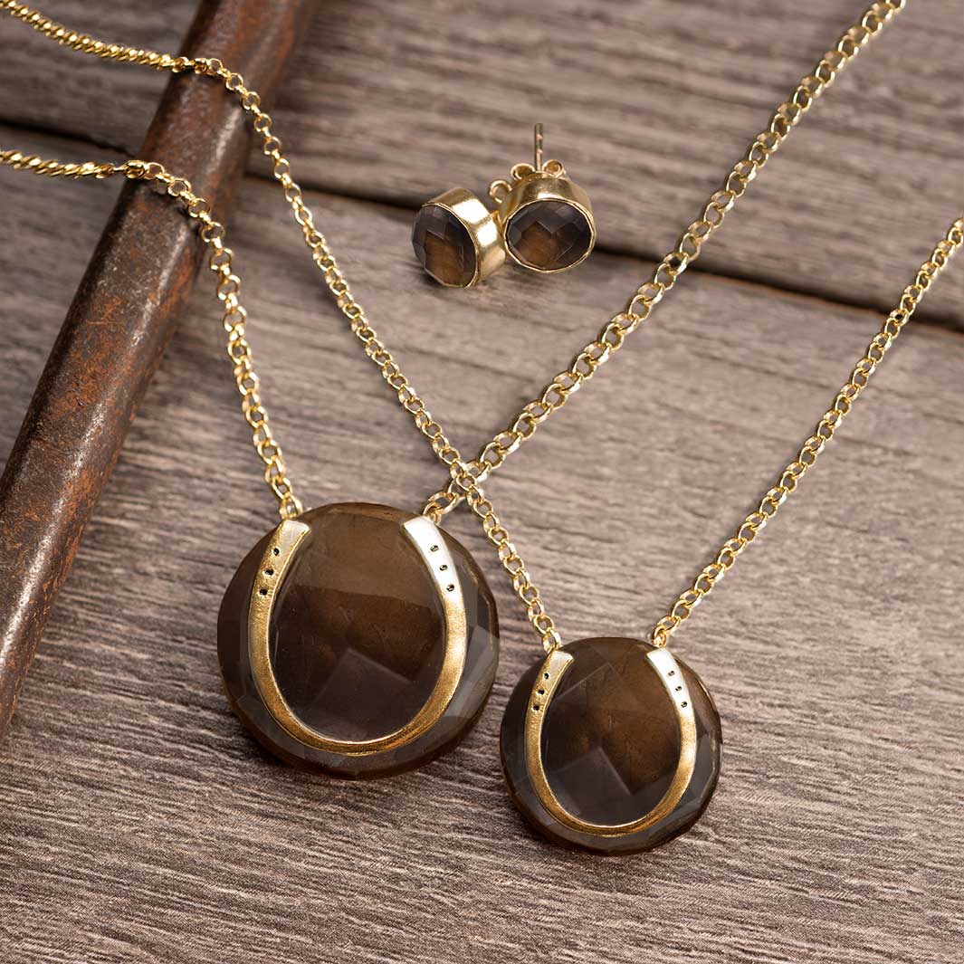 Smokey Topaz Horseshoe Necklace