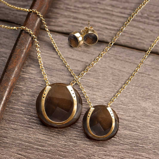 Smokey Topaz Horseshoe Necklace