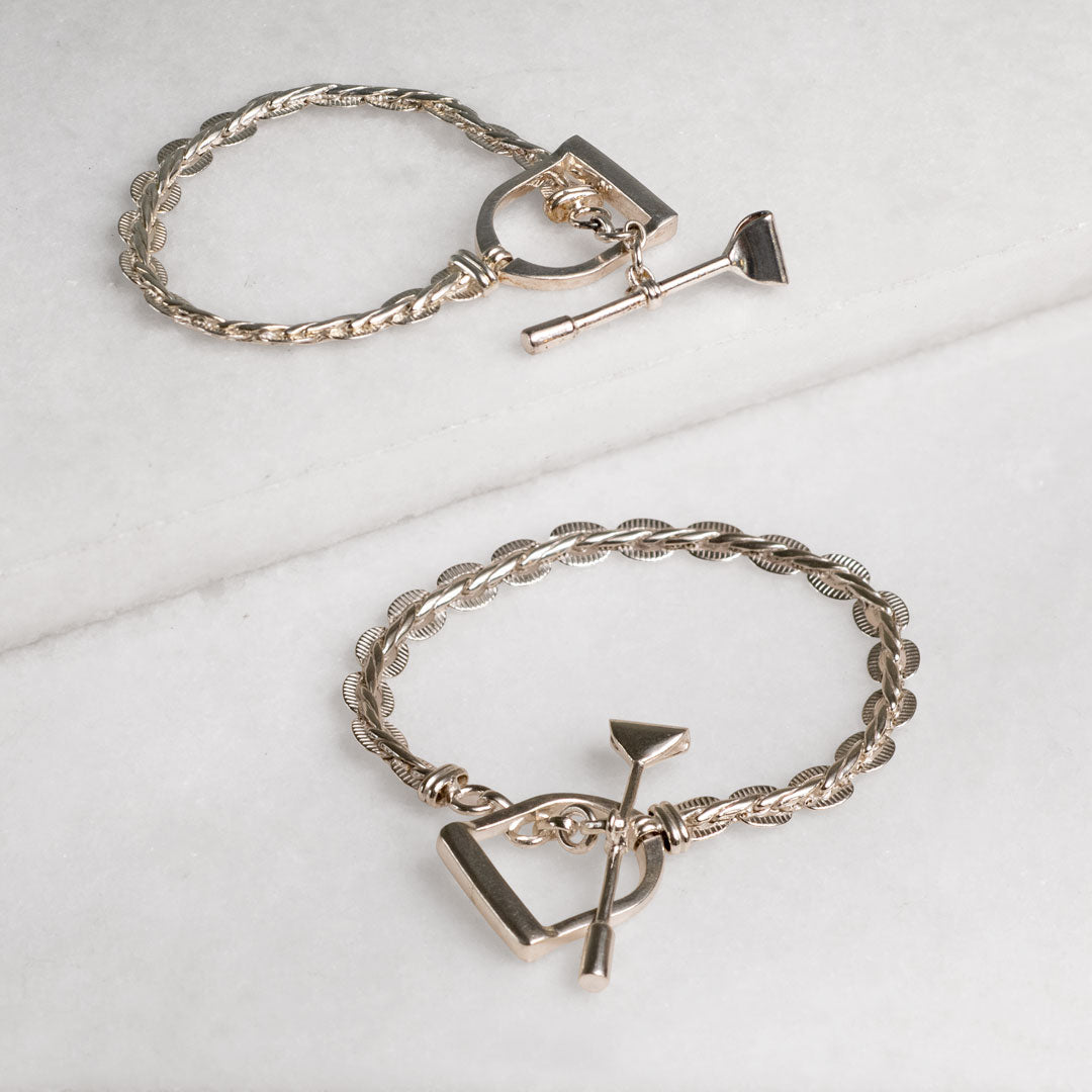 Portia T-Bar Horseshoe Bracelet in Silver