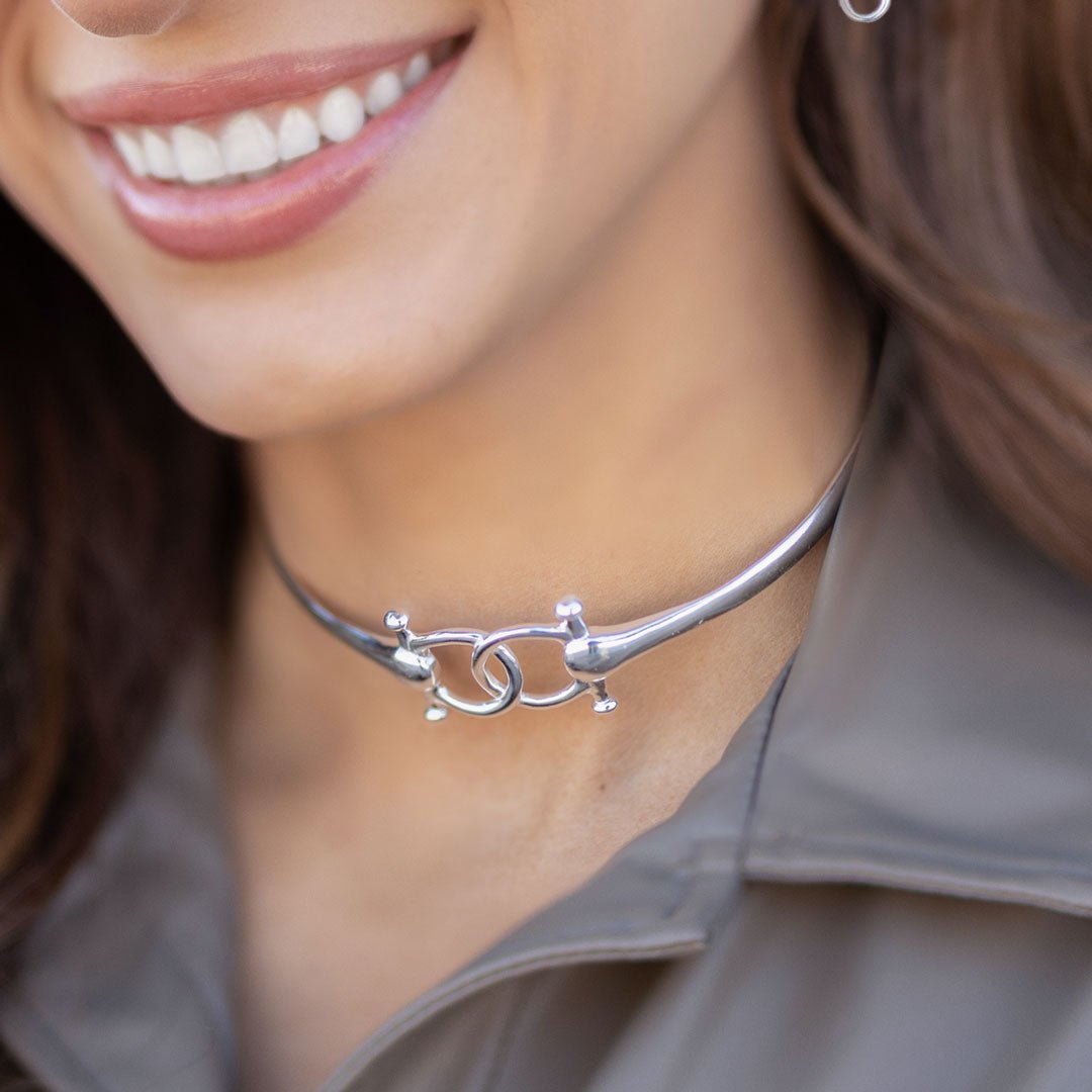 Talisman - Equestrian Horse Bit Choker Necklace in Silver
