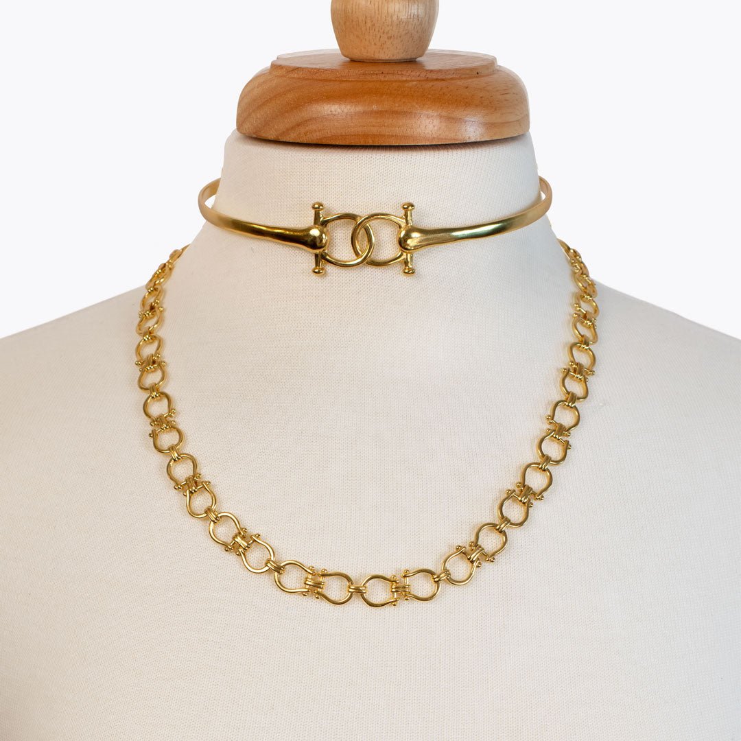 Talisman - Equestrian Horse Bit Choker Necklace in Gold