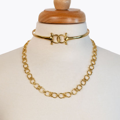 Talisman - Equestrian Horse Bit Choker Necklace in Gold