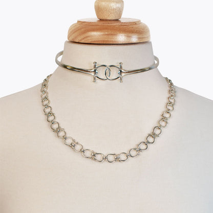 Talisman - Equestrian Horse Bit Choker Necklace in Silver