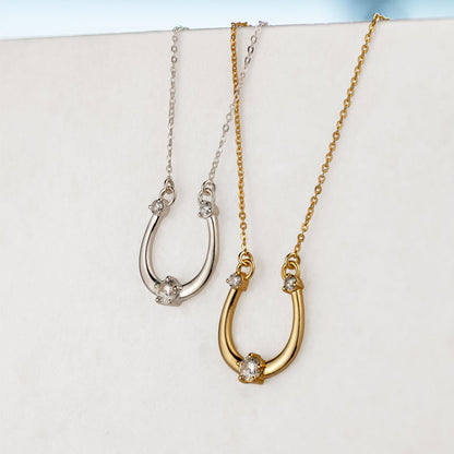 Trinity - Moissanite Stone Horseshoe Necklace in Gold