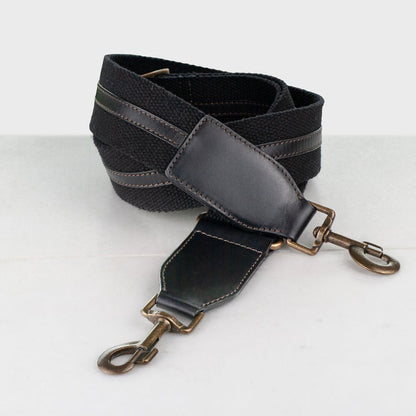 Web/Leather - Black Guitar Strap